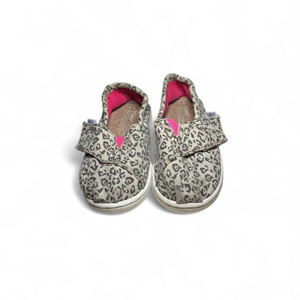 Toms Toddler Girls Size 7 Animal Print Slip On Shoes Brown Casual Flat Everyday